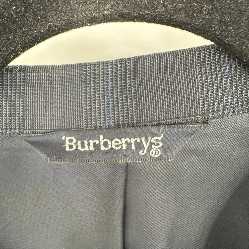 Vintage Burberrys Mens Navy Plaid Blazer‎ Suit Jacket Sport Coat Wool Old Money